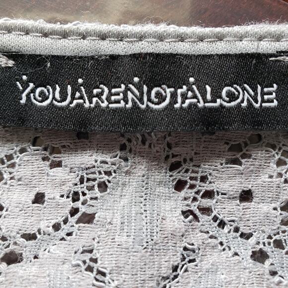 Lace Stitch Embroidered Crop Gray Poncho Boxy Floral Beachy Coastal - Picture 10 of 12